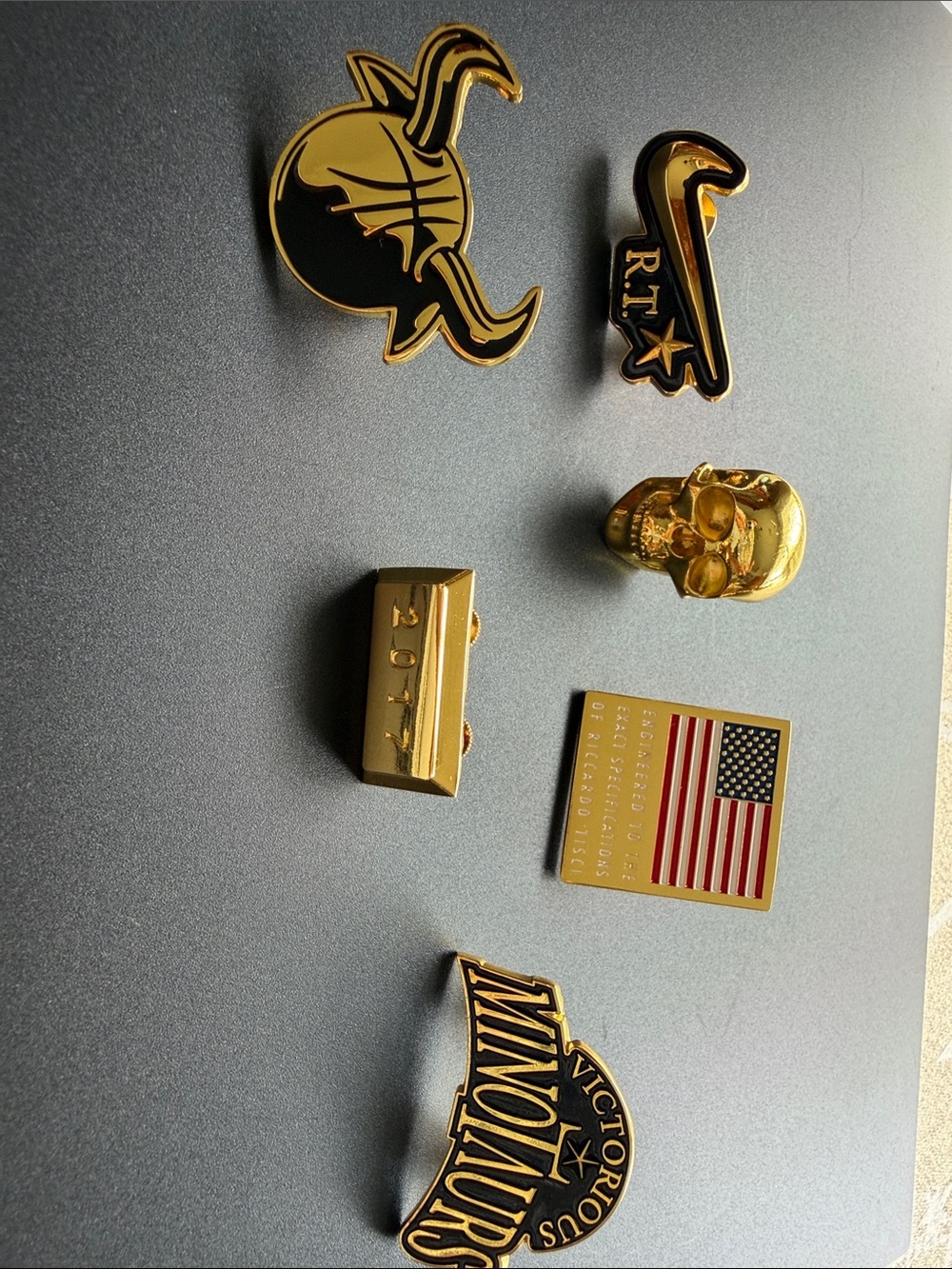 Nike Gold Tone Enamel Lapel Pin Set - Black and Gold Accent set of 6